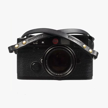 BRONKEY Black Leather camera strap BER-101-L-120
