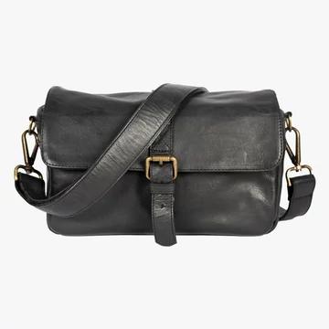 BRONKEY Paris black leather small size crossbody camera bag PAR-BAG-01