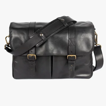 BRONKEY Roma black leather large size messenger camera bag ROM-BAG-01