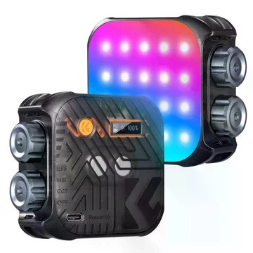 K&F Concept RGB LED lámpa, 2500-9900K, CRI 96+, 2000mAh, 21 fényeffekt, fekete