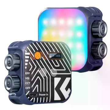 K&F Concept RGB LED lámpa, 2500-9900K, CRI 96+, 2000mAh, 21 fényeffekt, kék