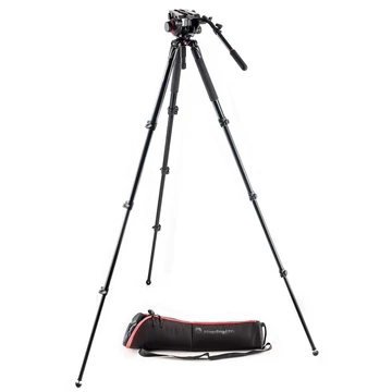 Manfrotto 504HD fluid video fej + MVT535AQ alu állvány, single láb