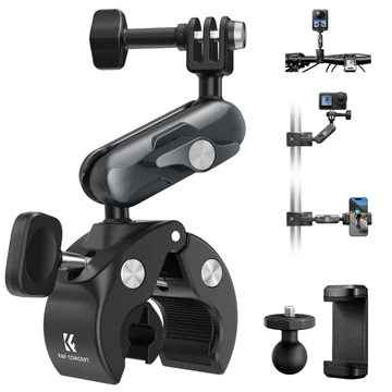 K&F Concept MS100 csőre szerelhető satu 8-40mm átmérőhöz, magic arm, GoPro adapter, állvány menet
