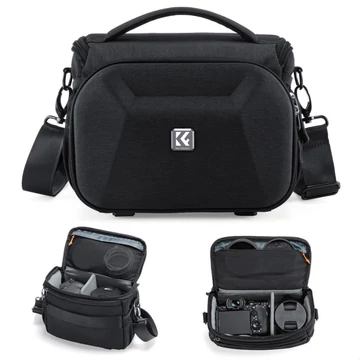 K&F Concept Travel Shoulder Bag oldaltáska, 5L, M, kemény előlapi védőborítás, fekete