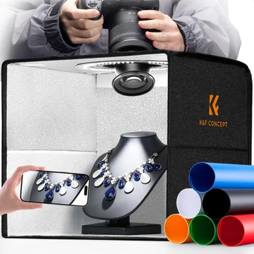 K&F Concept mini photo studio light box, fénysátor, 30cm, 120LED, 3000-5600K, 6db különböző háttér