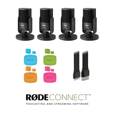 Rode NT-USB Mini Podcast szett 4 mikrofonnal, USB-A kábellel és mikrofon/kábeljelölőkkel