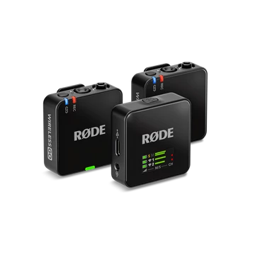 RODE Wireless GO GEN3 kompakt két csatornás digitális vezeték nélküli mikrofon rendszer adóba épített mikrofonnal, fekete
