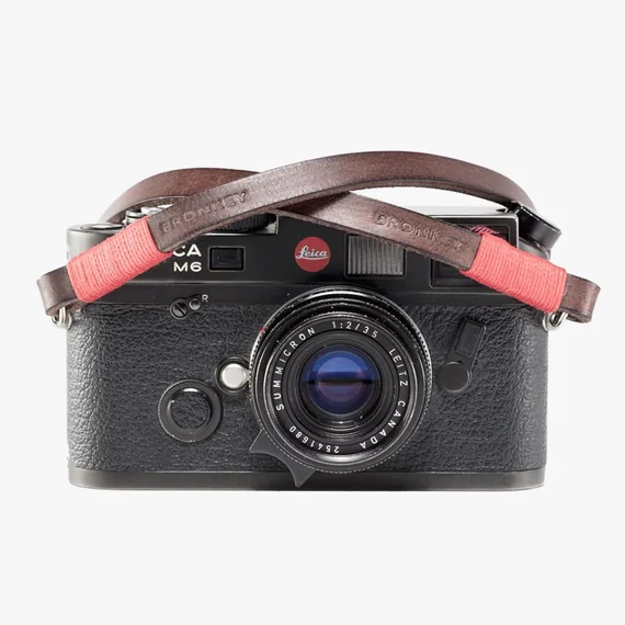 BRONKEY Brown & Red leather camera strap TOK-102-L-120