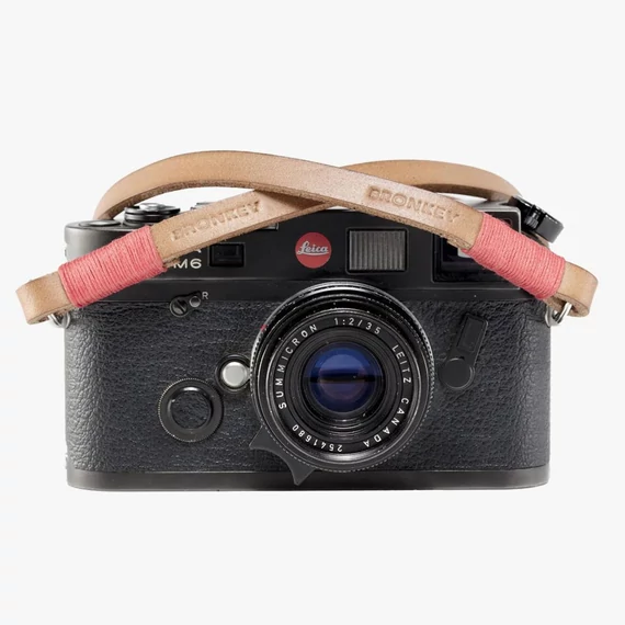 BRONKEY Tanned & Red leather camera strap TOK-103-L-120