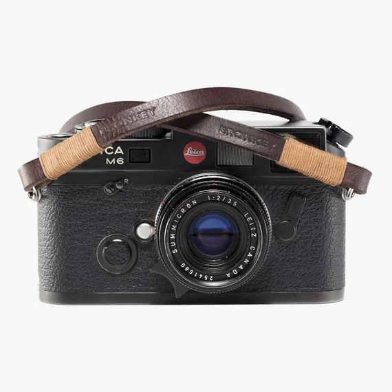 BRONKEY Brown & tanned leather camera strap TOK-105-L-120