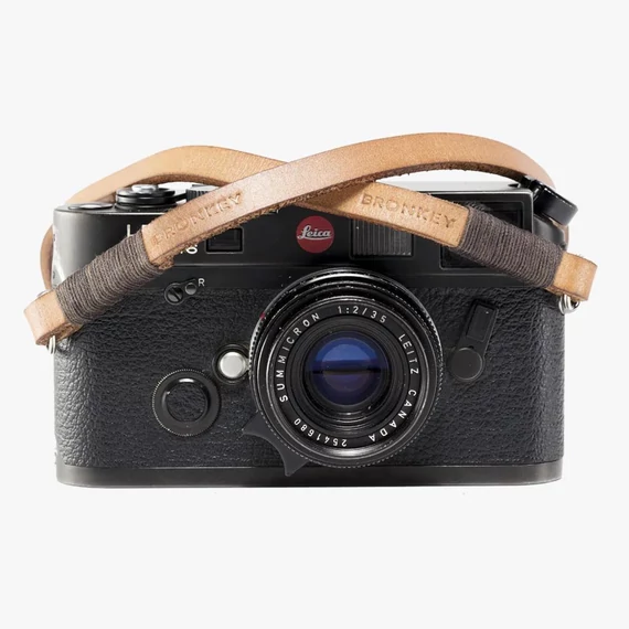 BRONKEY Tanned & brown leather camera strap TOK-106-L-120