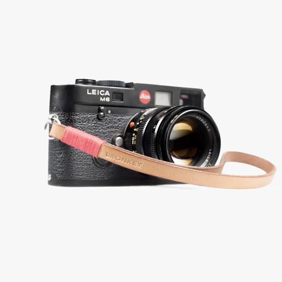 BRONKEY Tanned & Red leather camera strap TOK-203