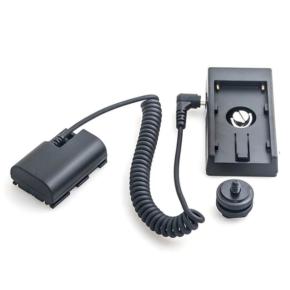 Caruba Canon LP E6 teljes dekódolású Dummy Battery + F970 akkumulátorház (rugós kábel)