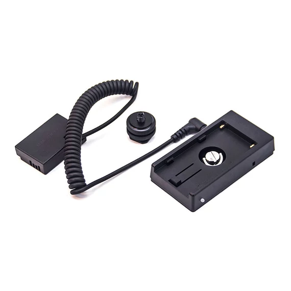 Caruba Canon LP E17 (DR E18) teljes dekódolású Dummy Battery + F970 akkumulátorház (rugós kábel)