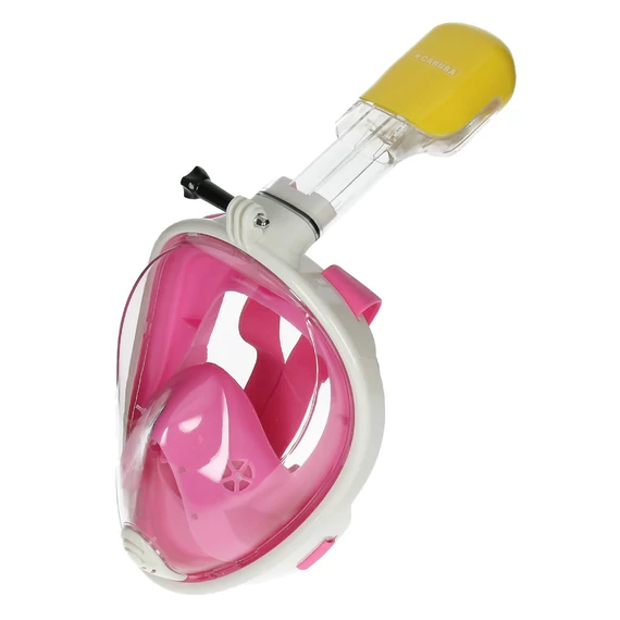 Caruba Teljes arcú búvármaszk Dual Air kivehető + Action Cam tartó (Rózsaszín L / XL)