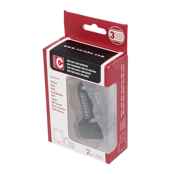 Caruba Duo USB Autótöltő 4,8 A Fekete