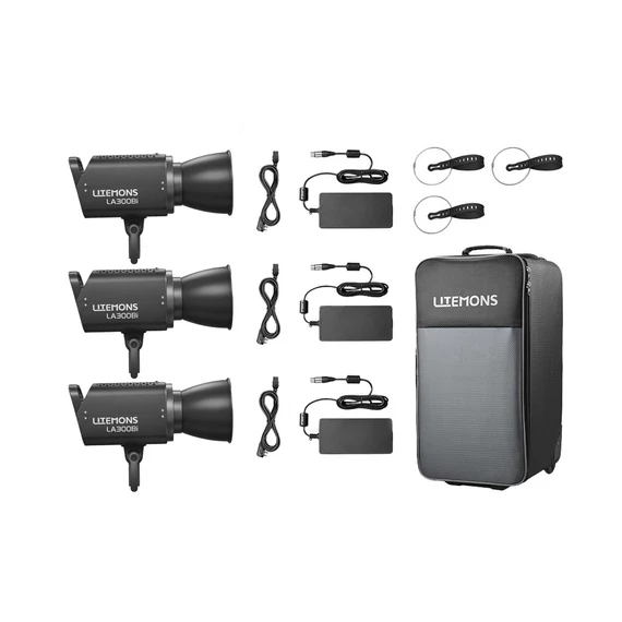 Godox Litemons LA300Bi Bi-color LED Video Light 3-light kit (Black)