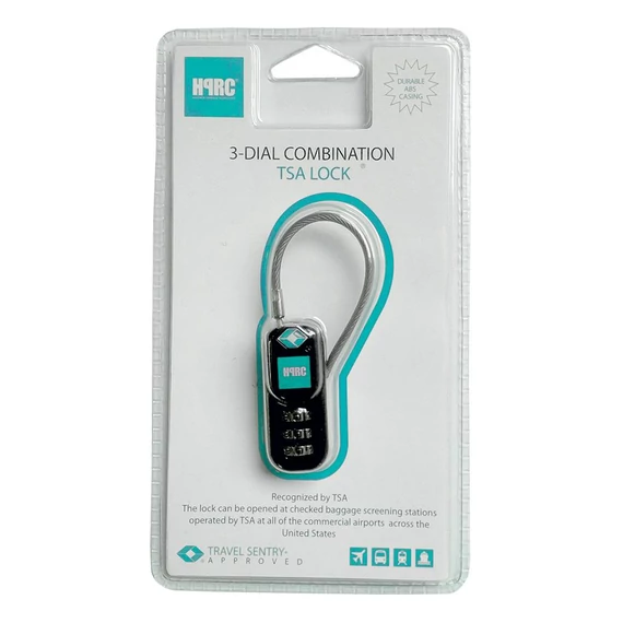 HPRC 3-DIAL TSA COMBINATION LOCK WITH FLEXIBLE EASY CABLE (ZAC-HPRCLO708TSA-1)