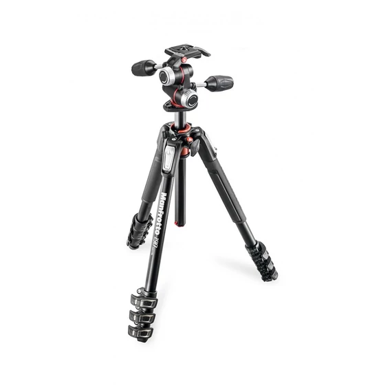 Manfrotto 190XPRO kit alu 4 szekciós állvány horiz. oszloppal + 3D fej MK190XPRO4-3W