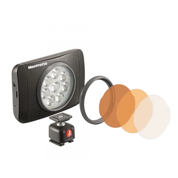 Manfrotto Lumimuse 8 led lámpa + kiegészítők fekete színben MLUMIEMU-BK
