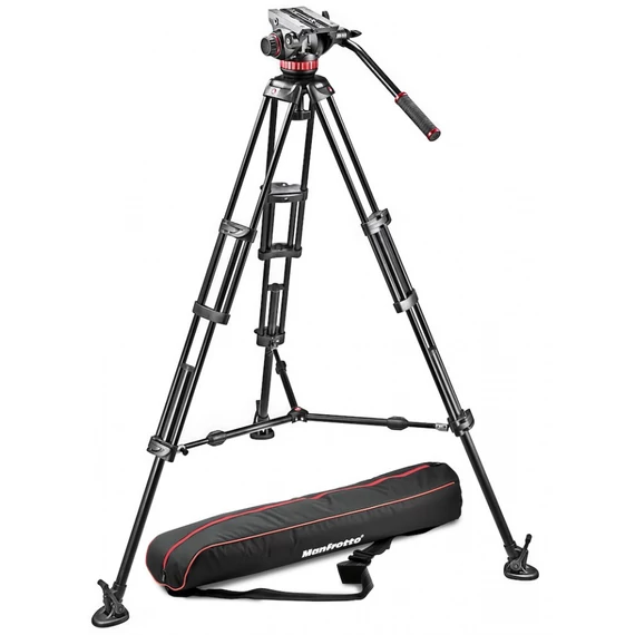 Manfrotto MVH502A pro fej, 546B alu állvány, ikerláb, középterpesz MVH502A,546BK-1