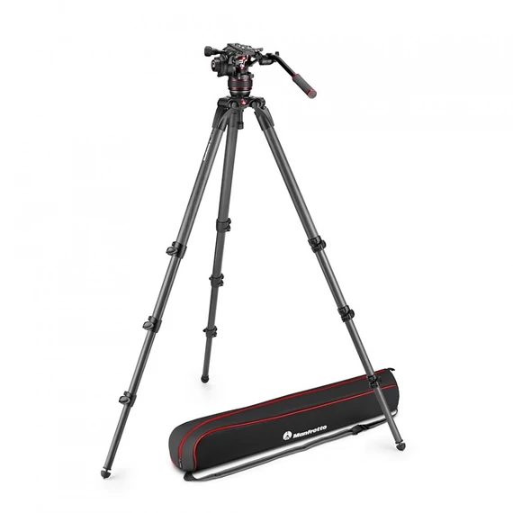 Manfrotto Nitrotech 608 video fej + 536 magas CF állvány, szimpla láb MVK608CTALL