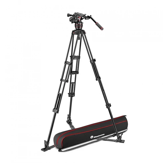 Manfrotto Nitrotech 608 video fej + alu állvány földterpesz, ikerláb MVK608TWINGA