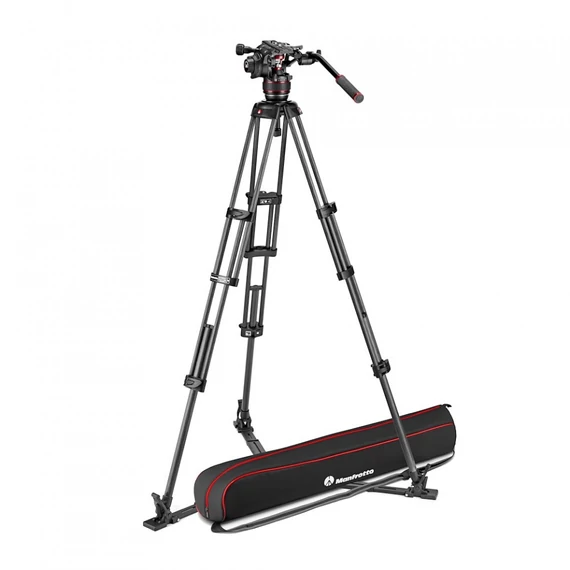 Manfrotto Nitrotech 608 video fej + karbon állvány földterp., ikerláb MVK608TWINGC