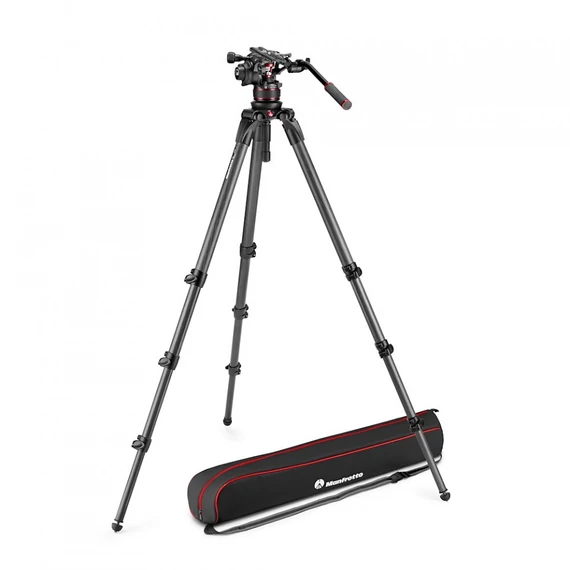 Manfrotto Nitrotech 612 video fej + 536 magas CF állvány, szimpla láb MVK612CTALL