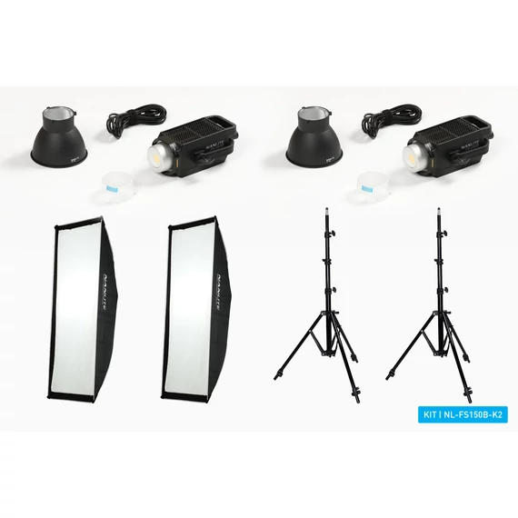 NANLITE FS-150B 2KIT led lámpa szett állvánnyal, softbox fényformálóval