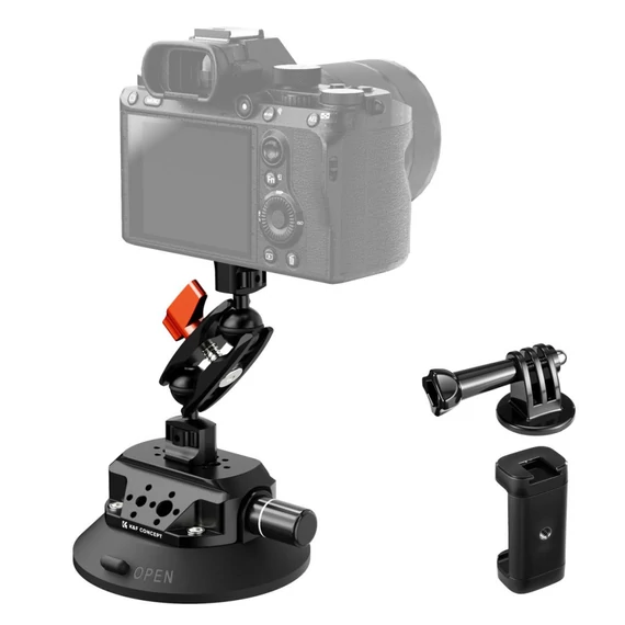 K&F Concept MS45 bővíthető tapadókorong, 11,4cm-es tapadófelület, magic arm, telefon, Gopro adapter