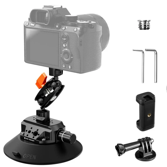 K&F Concept MS46 bővíthető tapadókorong, 15,2cm-es tapadófelület, magic arm, telefon, Gopro adapter