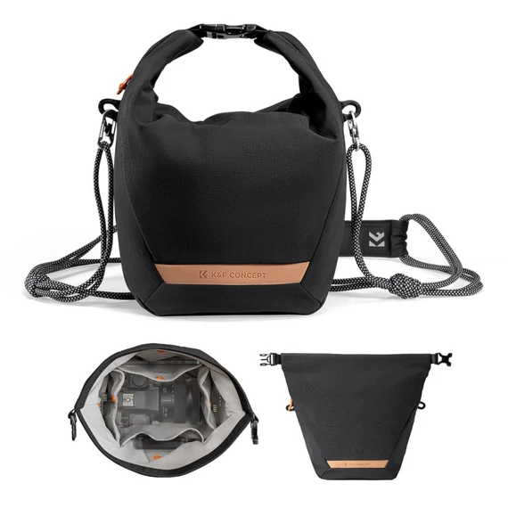 K&F Concept Urban Wander 11, 5L, fotós oldaltáska, fekete