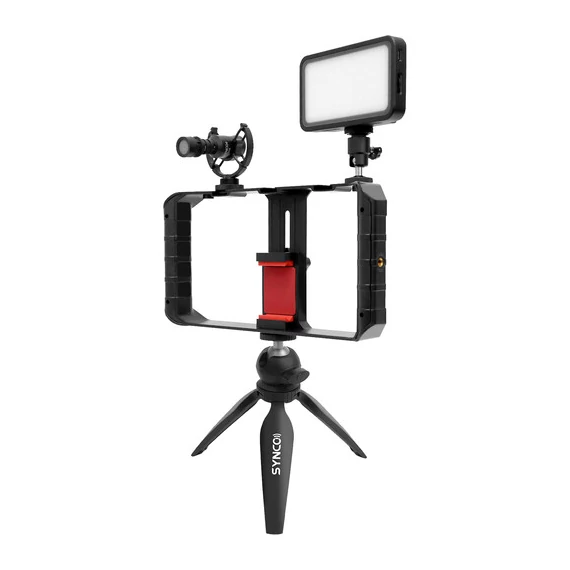 Synco Vlogger Kit 1 vlogging szett okostelefonokhoz, mikrofon, LED, mini állvány, mobiltelefon cage