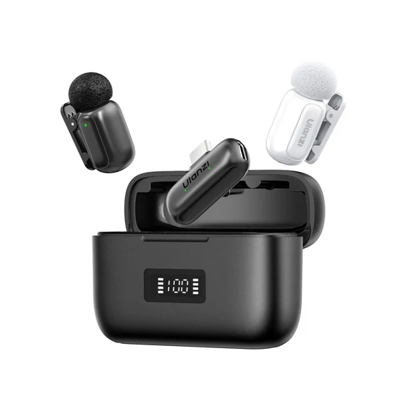 Ulanzi A200 mini csiptetős vezeték nélküli mikrofon, 2db mikrofon, zajszűrés, USB-C, fekete, fehér
