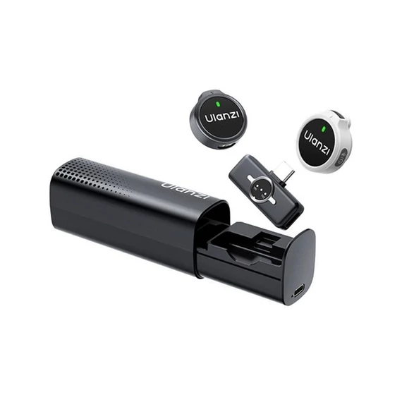 Ulanzi A21 csiptetős vezeték nélküli mikrofon, 2db mikrofon, zajszűrés, USB-C, fekete, fehér