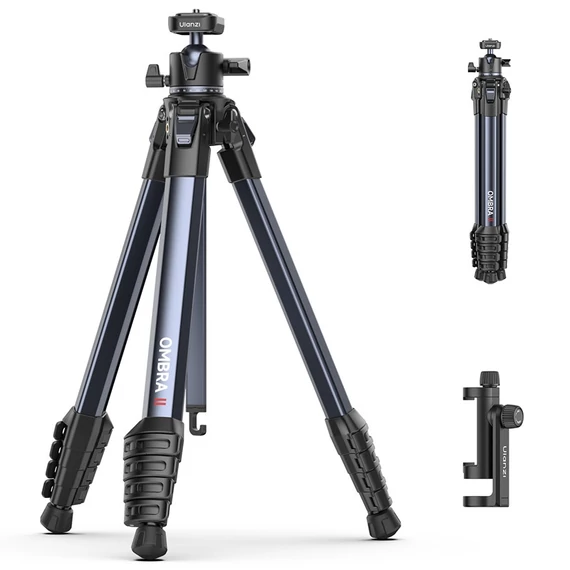 Ulanzi OMBRA II YING állvány, 156cm, 3kg teherbírás, Uka gyorscseretalp, telefontartó adapter