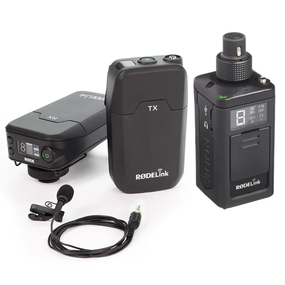 Rode Filmmaker Kit digitális vezeték nélküli mikrofon készlet kamera vevővel, zsebadóval, csíptetős mikrofonnal és plug-on adóval