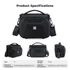 Kép 7/7 - K&F Concept Travel Shoulder Bag oldaltáska, 5L, M, kemény előlapi védőborítás, fekete