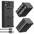 Kép 1/7 - K&F Concept hordozható dupla USB-C akkumulátor NP-F970 töltő + 2db NP-F970 akkumulátor 6600mAh